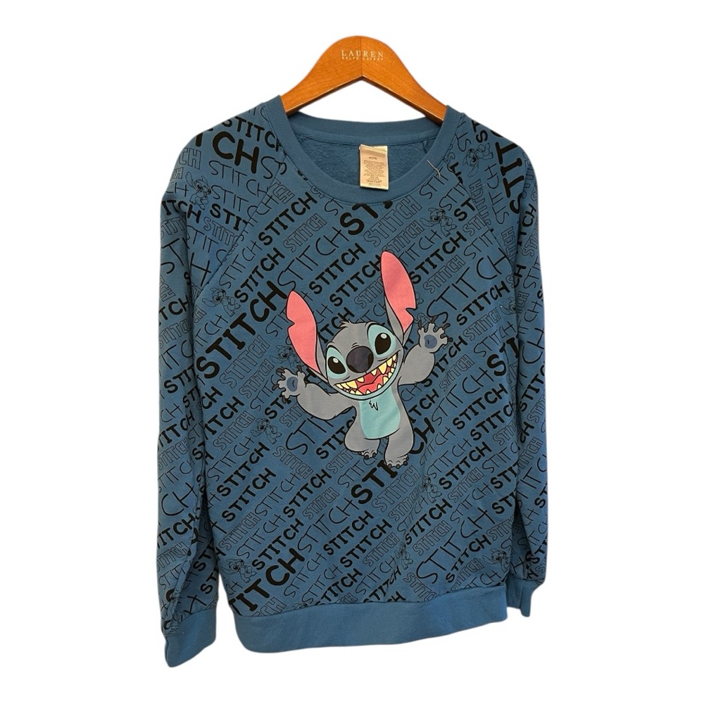 Disney Stitch Sweatshirt Size Juniors M 7/9 Blue‎ Graphic Pullover
